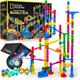 National Geographic Glowing Marble Run – 150 Piece Construction Set with 30 Glow in the Dark Glass Marbles, Mesh Storage Bag, Great Creative STEM Toy for Girls and Boys