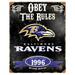Baltimore Ravens 14.5'' x 11.5'' Embossed Metal Sign