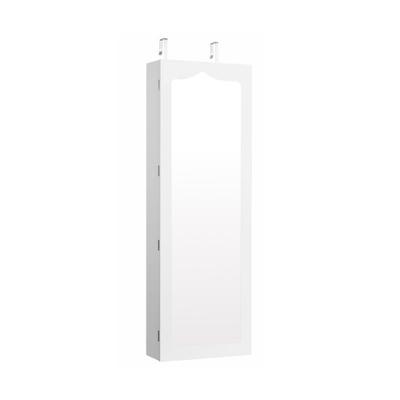 Costway 5 LEDs Jewelry Armoire Wall Mounted / Door Hanging Mirror-White