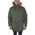 Lambretta Mens Parka Faux Fur Hooded Jacket - Khaki - 4XL