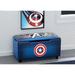 Delta Children Marvel Avengers Faux Leather Cabinet Storage Bench Faux Leather/Solid + Manufactured Wood/Wood/Leather in Blue/Brown | Wayfair