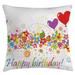 East Urban Home Happy Birthday Indoor/Outdoor Throw Pillow Cover Polyester in White | 36 H x 36 W x 0.1 D in | Wayfair