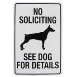 Treasure Gurus No Soliciting See Dog for Details Metal Sign Funny Yard Fence Home Decor Metal in Black | 12 H x 8 W x 0.1 D in | Wayfair