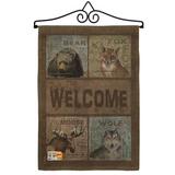 Breeze Decor Welcome Wilderness Burlap Nature Wildlife Impressions Decorative 2-Sided Polyester 1.5 x 1.1 ft Garden Flag in Black/Brown | Wayfair