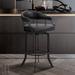 Brayden Studio® Quarryville Swivel Faux Leather Bar & Counter Stool w/ Metal Base & Arms Upholstered//Faux leather in Black/Brown | Wayfair