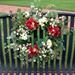 Highland Dunes 24" Red Hydrangea Wreath in Green/Red/Yellow | 24 H x 24 W x 5 D in | Wayfair 82C101F14F4A43798AF79BBAC20B4A91