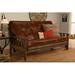 The Twillery Co.® Stratford Full 81" Wide Faux Leather Loose Back Futon & Mattress Faux Leather/Wood/Solid Wood in Brown | Wayfair