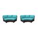 kathy ireland Homes & Gardens River Brook Curved Armless Sofa 2 Per Box Patio Chair in Blue kathy ireland Homes & Gardens by TK Classics | Wayfair