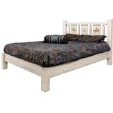 Loon Peak® Homestead Collection Pine Platform Bed Wood in White | 47 H x 80 W x 81 D in | Wayfair 8476A8421F7C43E5BE1B780E53661599