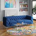 House of Hampton® Illiam 85.5" Velvet Square Arm Sofa Velvet in Blue | 29 H x 85.5 W x 35 D in | Wayfair 6EDDA3BBA32E42ABB2EFEA18124128B4