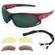 Rapid Eyewear Edge Red GOLF SUNGLASSES for Men & Women with Interchangeable POLARIZED GREEN MIRRORED & LOW LIGHT Lenses. Glasses with uv400 Anti Glare Protection