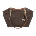 Michael Kors Jet Set Travel Large Chain Shoulder Tote (Brown Sig PVC)