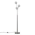 MiniSun Contemporary 3 Way Brushed Chrome Floor Lamp with Metal Wire Globe Shades - Complete with 3w LED Bulbs [3000K Warm White]