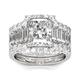 Jeulia 3 PC Wedding Ring Set 5.2ct Radiant Cut Moissanite Engagement Ring for Women 925 Sterling Silver Ring Cubic Zirconia Diamond Eternity Bands Anniversary Promise Ring Bridal Set (Q-½)