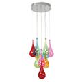 London 10 Light Elegant Silver Chrome Finish Cluster Cascade Pendant Ceiling Light with Multi Coloured Glass Shades