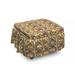 East Urban Home Earth Tones Intricacy Of Gothic Era 2 Piece Box Cushion Ottoman Slipcover Set Polyester in Brown | 16 H x 38 W x 0.1 D in | Wayfair
