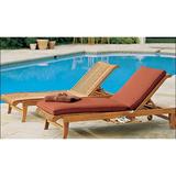 Highland Dunes Maisonet Grade-A Giva Multi Position Sun Reclining Teak Chaise Lounge Wood/ in Brown/White | 34 H x 26.5 W x 80 D in | Outdoor Furniture | Wayfair