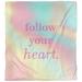 East Urban Home Follow Your Heart Quote Single Duvet Cover Microfiber in Pink/Green/Yellow | King Duvet Cover | Wayfair