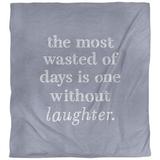 East Urban Home Laughter Inspirational Quote Single Duvet Cover Microfiber in White/Blue | Queen Duvet Cover | Wayfair