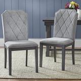 Everly Quinn Crumlin Side Dining Chair in Weathered Gray Wood/Upholstered in Brown/Gray | 38.9 H x 19.7 W x 24 D in | Wayfair