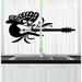 East Urban Home 2 Piece Music Monochromatic Simple Design Electric Guitar & Feathers w/ Hearts Kitchen Curtain Set | 39 H x 55 W x 2.5 D in | Wayfair