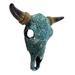 Millwood Pines Southwestern Mosaic Steer/Bull/Cow Skull & Horns Wall Décor Metal in Blue/Gray | 10 H x 11.5 W x 4 D in | Wayfair
