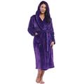 Women Hooded Plush Fleece Robe Thick Winter Bathrobe Housecoat(Purple, Medium)