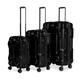 Dellonda 3-Piece Lightweight ABS/PC Luggage Set with TSA Lock - 20", 24", 28" - Black - DL10