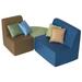 Angeles L-Shaped 3 Piece Soft Seating in Green/Blue/Brown | 19.5 H x 18 W x 18 D in | Wayfair CF705-379