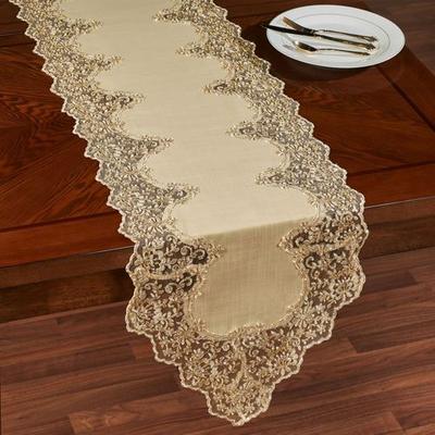 Florentina Table Runner Antique Gold, 16 x 72, Ant...