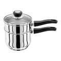 Judge Vista JJ57A Stainless Steel Porringer/Double Boiler/Bain Marie Saucepan and Base, 16cm 1.5L, Shatterproof Vented Glass Lid, Induction Ready, Oven Safe, 25 Year Guarantee