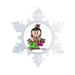 The Holiday Aisle® Personalized Friendly Folks Cartoon Snowflake Future Shopper Christmas Holiday Shaped Ornament Plastic in Green/Pink | Wayfair