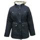 Womens Blue Parka Coat Long Jacket Fleece Lined Faux Fur Trim Hood Ladies Plus (Size: 26/28)