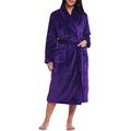 Women Plush Fleece Robe Thick Female Warm Bathrobe House Coat(Purple, Small)