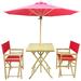 Bay Isle Home™ Sinta Bamboo 3 Piece Bistro Set w/ Umbrella in Red/White | 29.5 H x 31.5 W x 31.5 D in | Outdoor Furniture | Wayfair