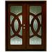 Asian Pacific Products Inc. Circular Delux Wodd Prehung Front Entry Doors Wood in Brown/Red | 96 W in | Wayfair DMH-7588-5-GL18-P-LH