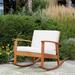 Highland Dunes Buecker Outdoor Rocking Solid Wood Chair w/ Cushions in Brown | 30 H x 29 W x 40 D in | Wayfair 1AC25F7C4C1E41FD8AE01D0951BE560E