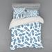 East Urban Home Ambesonne Microfiber Modern & Contemporary Duvet Set Microfiber in Blue/White | Queen Duvet Cover + 3 Additional Pieces | Wayfair