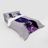 East Urban Home Pink/Purple Microfiber Modern & Contemporary Duvet Cover Set Microfiber in Indigo | Queen Duvet Cover + 3 Additional Pieces | Wayfair