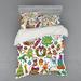 East Urban Home X-Mas Elements w/ Candies Snowman Fir Sweets Celebration Nursery Duvet Cover Set Microfiber in Green/White | Wayfair