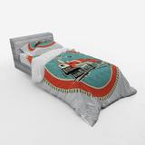 East Urban Home Banner Train Transportation Duvet Cover Set Microfiber in Blue/Green/White | Twin XL Duvet Cover + 2 Additional Pieces | Wayfair