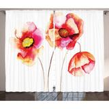 East Urban Home Poppy Floral Semi-Sheer Rod Pocket Curtain Panels Polyester in Brown | 90 H in | Wayfair 2CF8C986B2EB44268ED9EFB7D7881C45