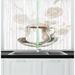East Urban Home 2 Piece Espresso Hand Drawn Inspired Drawing of a Coffee Cup & Romantic Roses in Mute Tones Kitchen Curtain Set | Wayfair
