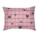 East Urban Home Valentine's Day Plaid Pattern Outdoor Designer Pillow Metal in Pink | 7 H x 40 W x 30 D in | Wayfair