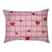 East Urban Home Valentine's Day Plaid Pattern Outdoor Designer Pillow Fabric in Pink | 7 H x 28 W x 18 D in | Wayfair