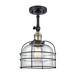 Breakwater Bay Handley 1 - Light 8" Simple Dome Semi Flush Mount Glass, Crystal in Black | 13.5 H x 8 W x 8 D in | Wayfair