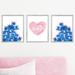 Outside In Art Studio Navy & Flowers & Heart w/ Custom Name, 3-Piece Paper Prints Paper in Pink | 10 H x 8 W x 0.0625 D in | Wayfair