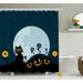 The Holiday Aisle® Cat Kitty Under Moon Halloween Shower Curtain + Hooks Polyester | 69 H x 105 W in | Wayfair FDC6F10B9B2147B18001E5D4D60C6823