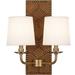 Robert Abbey Lightfoot 2-Light Armed Sconce Metal/Fabric in Yellow/Brown | 16.5 H x 13.5 W x 8.3 D in | Wayfair 1030