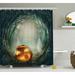 The Holiday Aisle® Halloween Decor Scary Pumpkin Single Shower Curtain Polyester | 69 H x 105 W in | Wayfair 09D4311A193542B1BE32D2BDEC3D57D1